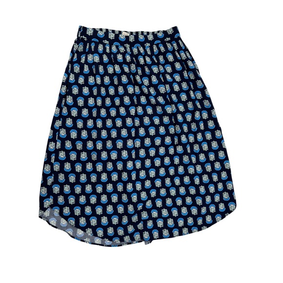 J. Crew Dresses & Skirts - J.Crew Womens Navy Blue‎ Floral Print Elastic Waist Midi Skirt Size Small
